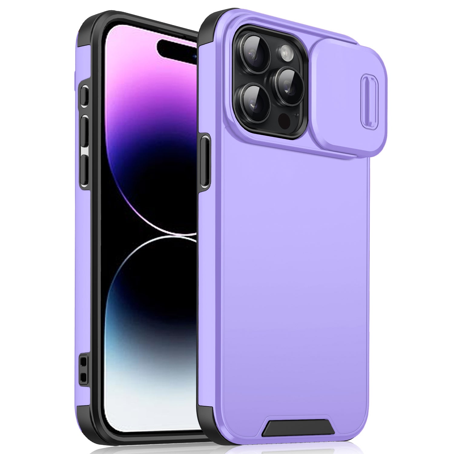 For iPhone 14 Pro Shockproof Case PC+TPU Back Phone Cover with Slide Camera Guard For iPhone 14 Pro Shockproof Case PC+TPU Back Phone Cover with Slide Camera Guard